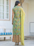 Light Green Pure Cotton Floral Printed Straight Kurta Set