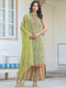 Light Green Pure Cotton Floral Printed Straight Kurta Set