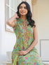 Light Green Pure Cotton Floral Printed Straight Kurta Set