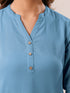 Light Blue Cotton Blend Solid A-line Top