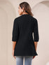 Black Cotton Blend Solid A-line Top