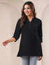 Black Cotton Blend Solid A-line Top