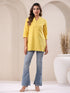 Yellow Cotton Blend Solid A-line Top
