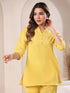 Yellow Cotton Blend Solid A-line Top