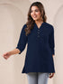 Navy Blue Cotton Solid A-line Top
