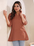 Rust Cotton Blend Solid A-line Top