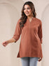 Rust Cotton Blend Solid A-line Top