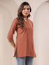 Rust Cotton Blend Solid A-line Top