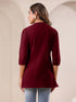 Maroon Cotton Blend Solid A-line Top