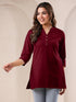 Maroon Cotton Blend Solid A-line Top