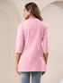 Pink Cotton Blend Solid A-line Top