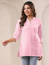 Pink Cotton Blend Solid A-line Top