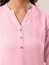 Pink Cotton Blend Solid A-line Top