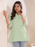 Mint Cotton Blend Solid A-line Top