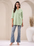Mint Cotton Blend Solid A-line Top
