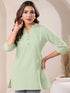 Mint Cotton Blend Solid A-line Top