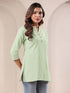 Mint Cotton Blend Solid A-line Top
