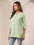Mint Cotton Blend Solid A-line Top