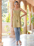 Cream Pure Cotton Floral Printed A-line Tunic