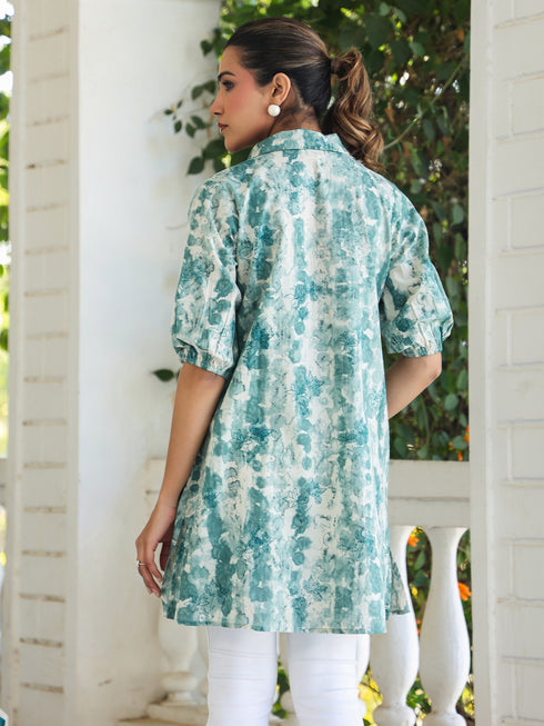 Aqua Pure Cotton Tie & Dye A-line Tunic