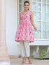 Pink Pure Cotton Floral Printed A-line Tunic