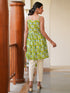 Lime Pure Cotton Floral Printed A-Line Tunic
