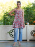 Pink Pure Cotton Floral Printed Tiered Tunic