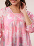 Pink Cotton Blend Floral Printed A-line Tunic