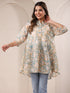 Sage Green Cotton Blend Floral Printed A-line Tunic