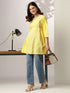 Yellow Pure Cotton Embroidered A-line Tunic