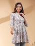 Off White Pure Cotton Floral Printed A-line Tunic