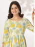Off White Pure Cotton Floral Printed A-line Tunic