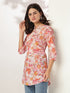 Pink Pure Cotton Floral Printed Straight Tunic