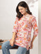 Pink Pure Cotton Floral Printed Straight Tunic