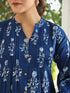 Indigo Pure Cotton Floral Printed Pleated Kurta