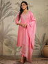 Pink Silk Blend Embroidered Straight Kurta Set