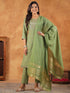 Sage Green Silk Blend Embroidered Straight Kurta Set