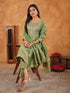 Sage Green Silk Blend Embroidered Straight Kurta Set