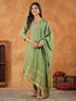 Sage Green Silk Blend Embroidered Straight Kurta Set