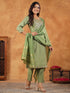 Sage Green Silk Blend Embroidered Straight Kurta Set