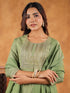 Sage Green Silk Blend Embroidered Straight Kurta Set