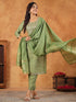 Sage Green Silk Blend Embroidered Straight Kurta Set