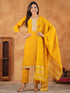 Mustard Silk Blend Embroidered Straight Kurta Set
