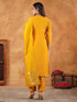 Mustard Silk Blend Embroidered Straight Kurta Set
