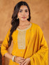 Mustard Silk Blend Embroidered Straight Kurta Set
