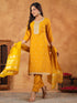 Mustard Silk Blend Embroidered Straight Kurta Set