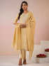 Beige Silk Blend Embroidered Straight Kurta Set