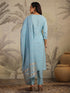 Light Blue Chanderi Silk Embroidered Straight Kurta Set