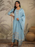 Light Blue Chanderi Silk Embroidered Straight Kurta Set