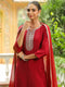 Maroon Silk Blend Yoke Embroidered Straight Kurta Set